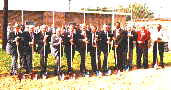 Sec. Freeman and other correction leaders break ground for new chapel at Craggy Correctional Center.