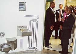 Secretary Theodis Beck inspects medical cell