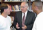 Chaplain talks with inmates