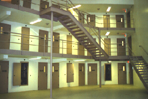 Cell blocks at Polk are three tiers high